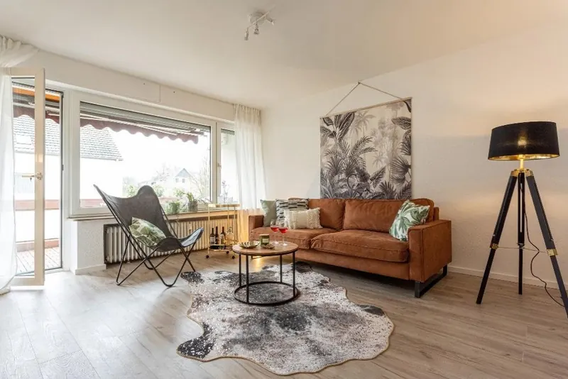 Wohnzimmer einer Wohnung in Leverkusen, nach der Renovierung
